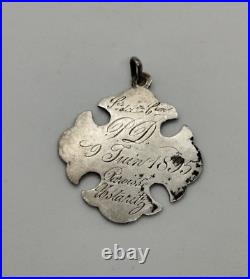 Antique 1895 Silver Christian Religious Signed Charm Pendant 4.4g 37.5mm