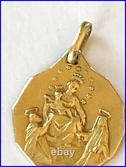 Antique 18K Solid Gold Religious Pendant Adoration Madonna+Jesus 2gChristmas