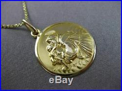 Antique 18k Yellow Gold 3d Saint Anthony Religious Pendant & Chain #24031