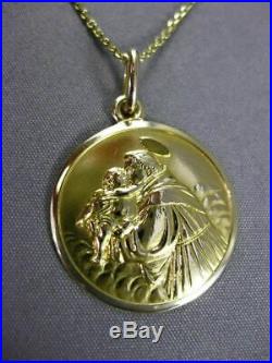 Antique 18k Yellow Gold 3d Saint Anthony Religious Pendant & Chain #24031