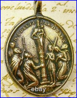 Antique 18th Century Archangels O. L. Of Pillar St. Rita Pilgrimage Bronze Medal