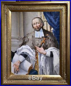 Antique 18th Century Baroque Oil Painting on Canvas Saint King or Franciscan