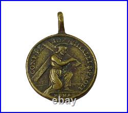Antique 18th Century Christ Carrying The Cross Religious Medal Virgin Holding