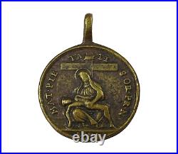 Antique 18th Century Christ Carrying The Cross Religious Medal Virgin Holding