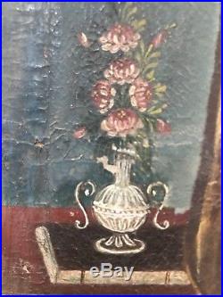 Antique 18th Century Oil Painting Spanish Colonial Crowned Joseph & Baby Jesus