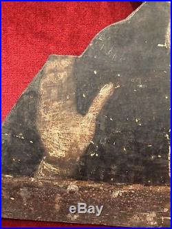 Antique 18th Century Religious Painted Wood Board Icon Mary