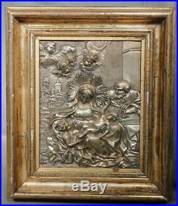 Antique 18th Century Silver Gilt Architecture Bronze Sculpture Holy Family Italy