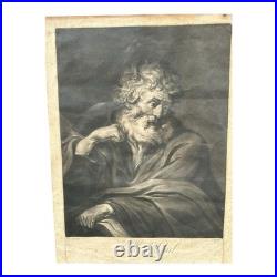 Antique 18th Century Van Dyck Pinx Religious Christian Portrait Print of St Paul Antique 18th Century Van Dyck Pinx Religious Christian Portrait Print of St Paul