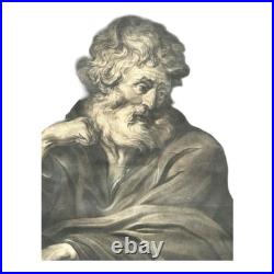 Antique 18th Century Van Dyck Pinx Religious Christian Portrait Print of St Paul Antique 18th Century Van Dyck Pinx Religious Christian Portrait Print of St Paul