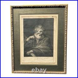 Antique 18th Century Van Dyck Pinx Religious Christian Portrait Print of St Paul Antique 18th Century Van Dyck Pinx Religious Christian Portrait Print of St Paul
