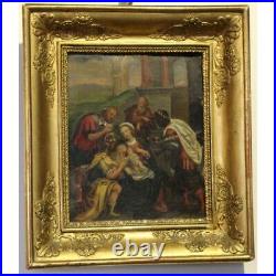 Antique 18th Rare France Original Nativity Oil copper Painting