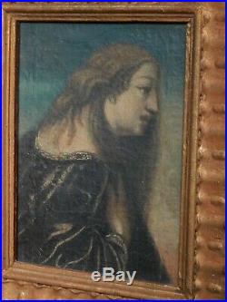 Antique 18th century Old Master Painting Baroque Picture Frame Mary Magdalene
