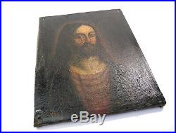 Antique 18th century religious old master oil painting on canvas portrait Christ