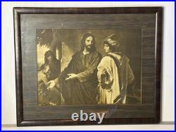 Antique 1900s Framed Christ & The Rich Youth Ruler Religious Print Hoffman 16x20 Antique 1900s Framed Christ & The Rich Youth Ruler Religious Print Hoffman 16x20