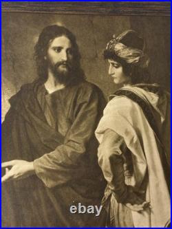 Antique 1900s Framed Christ & The Rich Youth Ruler Religious Print Hoffman 16x20 Antique 1900s Framed Christ & The Rich Youth Ruler Religious Print Hoffman 16x20