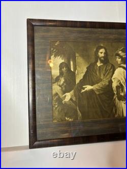 Antique 1900s Framed Christ & The Rich Youth Ruler Religious Print Hoffman 16x20 Antique 1900s Framed Christ & The Rich Youth Ruler Religious Print Hoffman 16x20