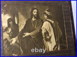 Antique 1900s Framed Christ & The Rich Youth Ruler Religious Print Hoffman 16x20 Antique 1900s Framed Christ & The Rich Youth Ruler Religious Print Hoffman 16x20