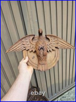 Antique 1900s Holy spirit Pigeon Religious wood carving plaque