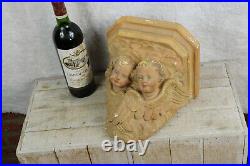 Antique 1900s chalkware religious church wall console angels putti