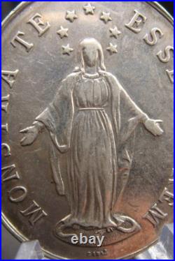 Antique 1901 Silver French Catholic Medal Virgin Mary Congregation des Enfants