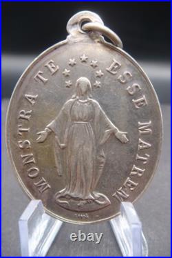 Antique 1901 Silver French Catholic Medal Virgin Mary Congregation des Enfants