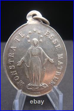 Antique 1901 Silver French Catholic Medal Virgin Mary Congregation des Enfants