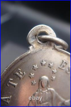 Antique 1901 Silver French Catholic Medal Virgin Mary Congregation des Enfants