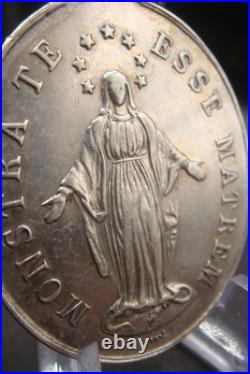 Antique 1901 Silver French Catholic Medal Virgin Mary Congregation des Enfants