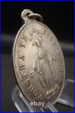 Antique 1901 Silver French Catholic Medal Virgin Mary Congregation des Enfants