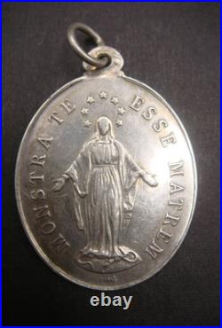 Antique 1901 Silver French Catholic Medal Virgin Mary Congregation des Enfants