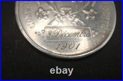 Antique 1901 Silver French Catholic Medal Virgin Mary Congregation des Enfants