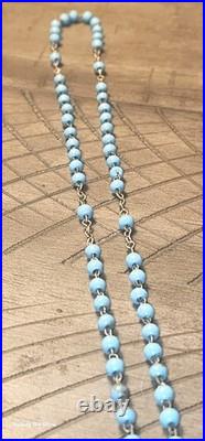 Antique 1910s Catholic religious rosary very rare cross French relics Blue color Antique 1910s Catholic religious rosary very rare cross French relics Blue color