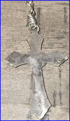Antique 1910s Catholic religious rosary very rare cross French relics Blue color Antique 1910s Catholic religious rosary very rare cross French relics Blue color