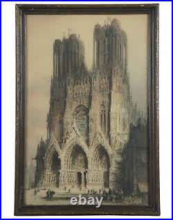 Antique 1910s Jacobi Rheims Cathedral Etching Re-Proof After J. A. Brewer 22