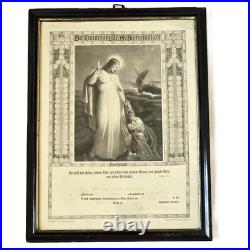 Antique 1915 German Confirmation Certificate Framed Religious Jesus Saving Peter Antique 1915 German Confirmation Certificate Framed Religious Jesus Saving Peter