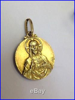 Antique 1920s Art Deco Era French Religious Madonna and Jesus Medallion Pendant