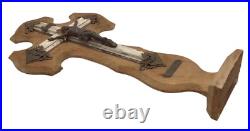 Antique 1927 French Footed Wood Metal Tabletop Crucifix Religious Home Decor Antique 1927 French Footed Wood Metal Tabletop Crucifix Religious Home Decor