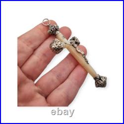 Antique 1930s mother-of-pearl and silver cross, with Christ crucified and ope Antique 1930s mother-of-pearl and silver cross, with Christ crucified and ope