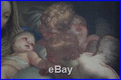 Antique 19th C. Italian Renaissance Style Oil on Canvas Madonna and Child c. 1860