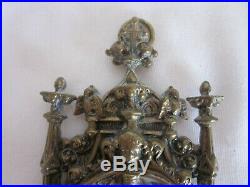 Antique 19th C. Madonna & Child Porcelain Icon On Brass/ Bronze Triptych