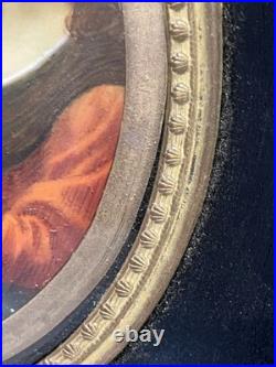 Antique 19th C Miniature Painting On Porcelain Madonna & Child Double Framed