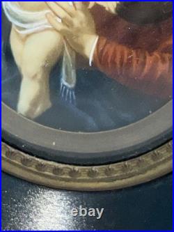 Antique 19th C Miniature Painting On Porcelain Madonna & Child Double Framed