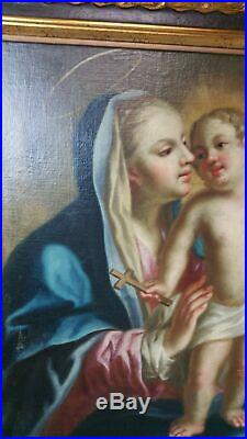 Antique 19th C Original Oil on Canvas Religious Painting