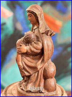 Antique 19th C Religious Carved Wood Pieta Statue Virgin Mary Dead Jesus Christ