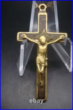 Antique 19th Century Bronze Crucifix Pendant Rare Catholic Religious Cross Antique 19th Century Bronze Crucifix Pendant Rare Catholic Religious Cross
