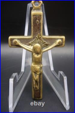 Antique 19th Century Bronze Crucifix Pendant Rare Catholic Religious Cross Antique 19th Century Bronze Crucifix Pendant Rare Catholic Religious Cross