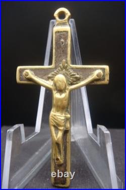 Antique 19th Century Bronze Crucifix Pendant Rare Catholic Religious Cross Antique 19th Century Bronze Crucifix Pendant Rare Catholic Religious Cross