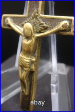 Antique 19th Century Bronze Crucifix Pendant Rare Catholic Religious Cross Antique 19th Century Bronze Crucifix Pendant Rare Catholic Religious Cross