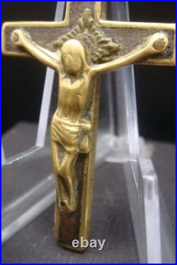 Antique 19th Century Bronze Crucifix Pendant Rare Catholic Religious Cross Antique 19th Century Bronze Crucifix Pendant Rare Catholic Religious Cross