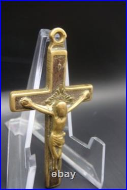 Antique 19th Century Bronze Crucifix Pendant Rare Catholic Religious Cross Antique 19th Century Bronze Crucifix Pendant Rare Catholic Religious Cross
